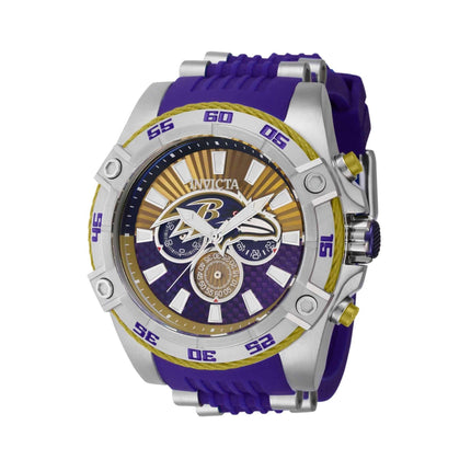 Invicta Men's Chronograph Watch - NFL Baltimore Ravens Silver and Blue Strap | 41968 ,