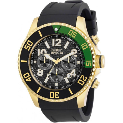 Invicta Men's Chronograph Watch - Pro Diver Black and Green Bezel Black Strap | 30709 ,