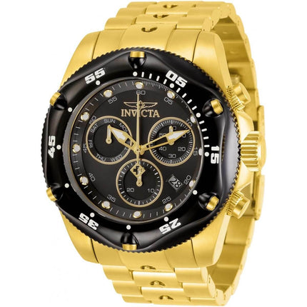 Invicta Men's Chronograph Watch - Pro Diver Black Bezel Yellow Gold Bracelet | 31611 ,
