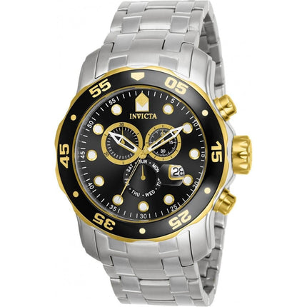 Invicta Men's Chronograph Watch - Pro Diver Black Dial Bracelet | 80039 ,