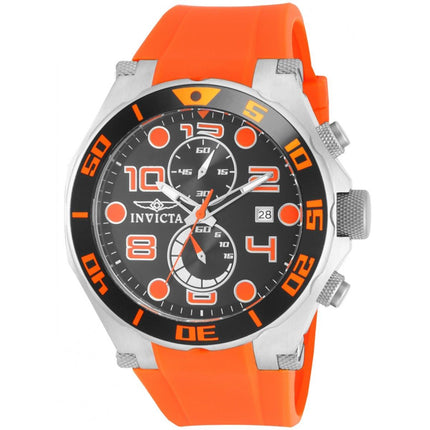Invicta Men's Chronograph Watch - Pro Diver Black Dial Orange Rubber Strap | 15395 ,