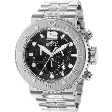 Invicta Men's Chronograph Watch - Pro Diver Black Dial Silver Steel Bracelet | 37220 ,