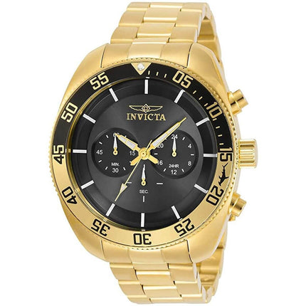 Invicta Men's Chronograph Watch - Pro Diver Black Dial Yellow Gold Bracelet | 30804 ,