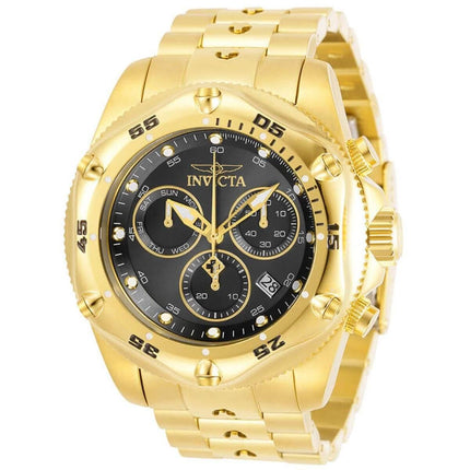 Invicta Men's Chronograph Watch - Pro Diver Black Dial Yellow Gold Bracelet | 31609 ,