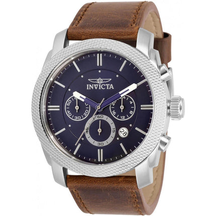 Invicta Men's Chronograph Watch - Pro Diver Blue Dial Brown Leather Strap | 30811 ,