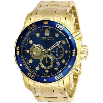 Invicta Men's Chronograph Watch - Pro Diver Blue Dial Yellow Gold Bracelet | 28721 ,