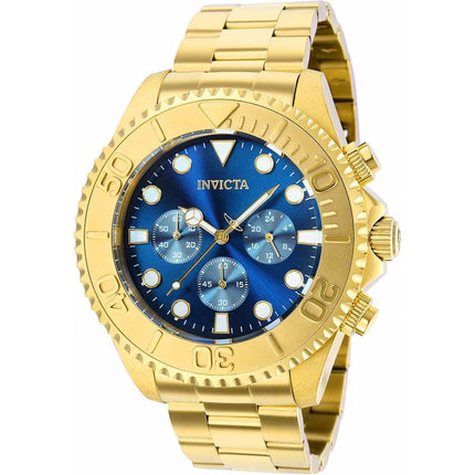 Invicta Men's Chronograph Watch - Pro Diver Blue Dial Yellow Gold Bracelet | 36974 ,