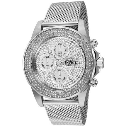 Invicta Men's Chronograph Watch - Pro Diver Crystal Pave Dial Mesh Bracelet | 31567 ,