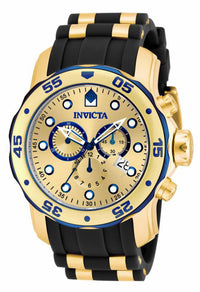 Invicta Men's Chronograph Watch - Pro Diver Gold Dial Yellow Gold Steel & Rubber Band ,