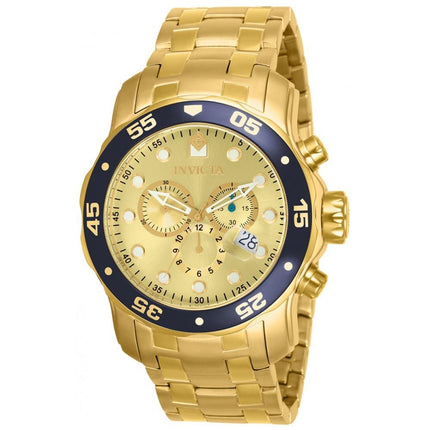 Invicta Men's Chronograph Watch - Pro Diver Gold Dial Yellow Gold Steel Dive | 80068 ,