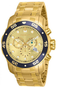 Invicta Men's Chronograph Watch - Pro Diver Gold Dial Yellow Gold Steel Dive | 80068 ,