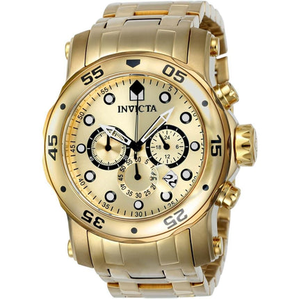 Invicta Men's Chronograph Watch - Pro Diver Gold Tone Dial Bracelet | 23652 ,