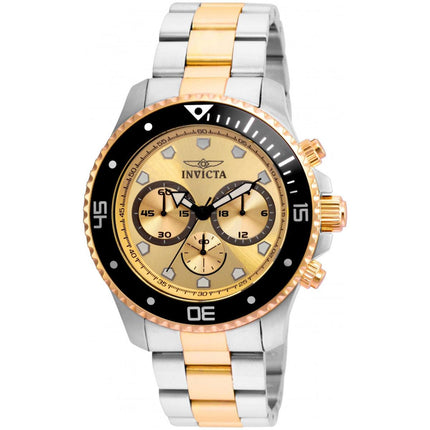 Invicta Men's Chronograph Watch - Pro Diver Gold Tone Dial Two Tone Bracelet | 21790 ,
