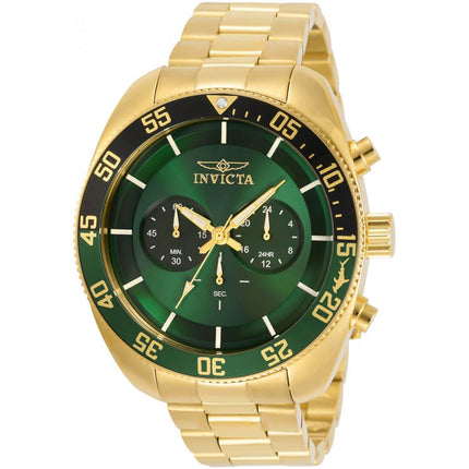 Invicta Men's Chronograph Watch - Pro Diver Green Dial Yellow Gold Bracelet | 30805 ,