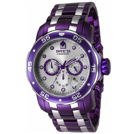 Invicta Men's Chronograph Watch - Pro Diver Purple and Silver Dial Bracelet | 40922 ,