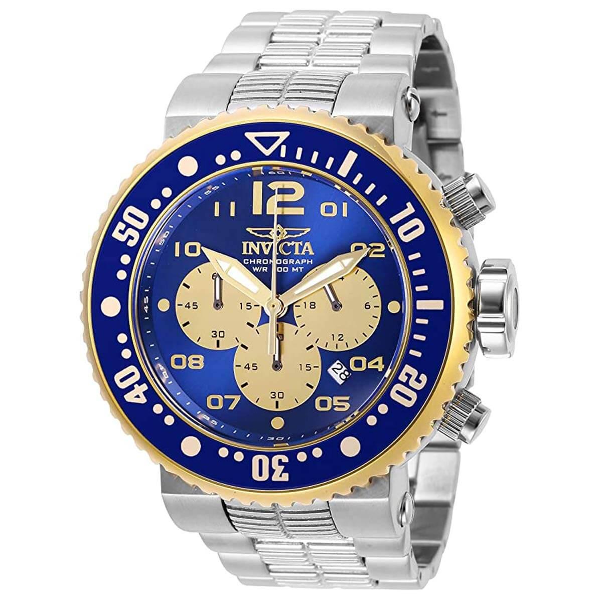 Invicta Blue and Gold Chronograph Bracelet Watch Invicta Aviator Bolt Flight Series 50mm Blue/Gold Dial  main image 2