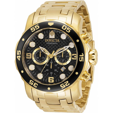 Invicta Men's Chronograph Watch - Pro Diver Quartz Yellow Gold Steel Bracelet | 35132 ,