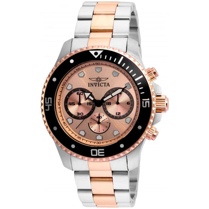 Invicta Men's Chronograph Watch - Pro Diver Rose Gold Dial Two Tone Bracelet | 21791 ,