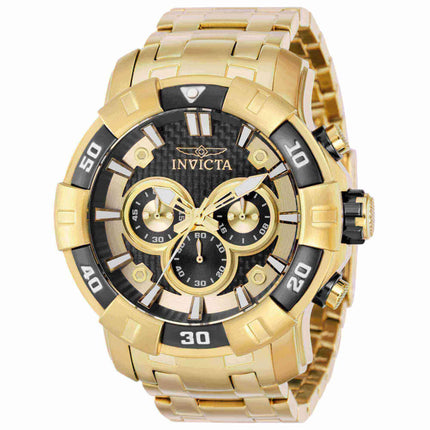 Invicta Men's Chronograph Watch - Pro Diver Scuba Black and Yellow Gold Bezel | 36046 ,