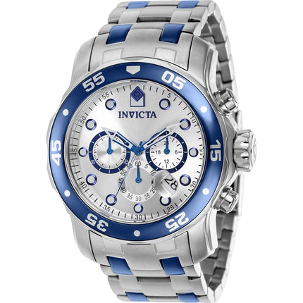 Invicta Men's Chronograph Watch - Pro Diver Silver Dial Two Tone SS Bracelet | 37691 ,