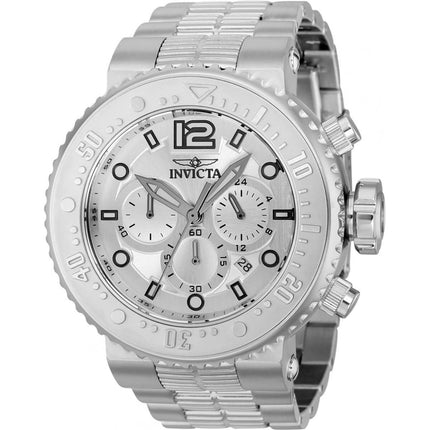 Invicta Men's Chronograph Watch - Pro Diver Silver Tone Dial Steel Bracelet | 37219 ,