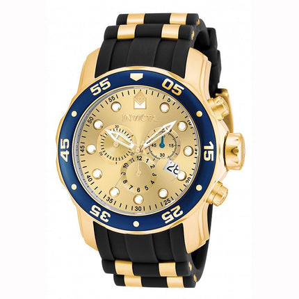 Invicta Men's Chronograph Watch - Pro Diver Steel & Polyurethane Strap Champagne Dial ,