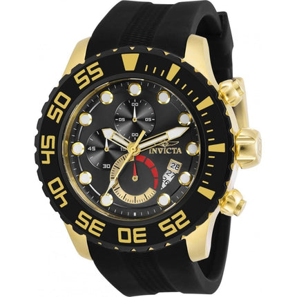 Invicta Men's Chronograph Watch - Pro Diver Yellow Gold Case Black Strap | 30730 ,