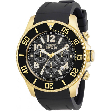 Invicta Men's Chronograph Watch - Pro Diver Yellow Gold Case Black Strap | 30987 ,