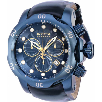 Invicta Men's Chronograph Watch - Reserve Venom Quartz Blue Dial Leather Strap | 36286 ,