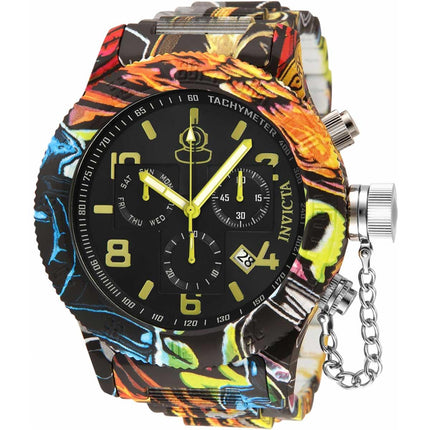 Invicta Men's Chronograph Watch - Russian Diver Black Dial Steel Bracelet | 34490 ,