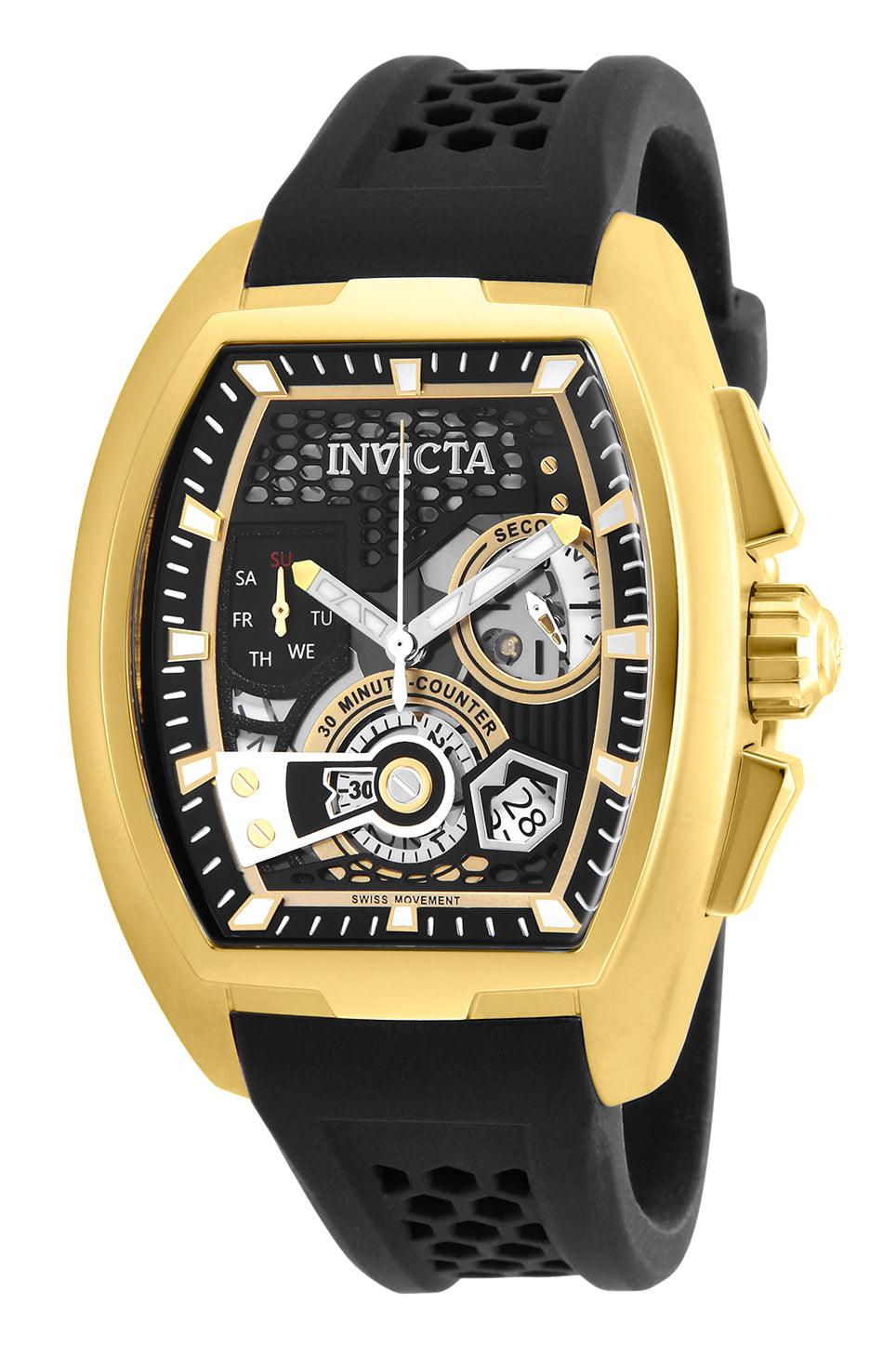 Invicta Men's Chronograph Watch S1 Rally Black Dial Black Rubber Str