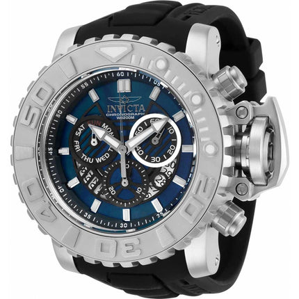 Invicta Men's Chronograph Watch - Sea Hunter Black and Blue Dial Rubber Strap | 32637 ,