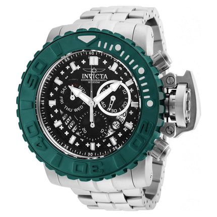 Invicta Men's Chronograph Watch - Sea Hunter Black Dial Silver Steel Bracelet | 27369 ,