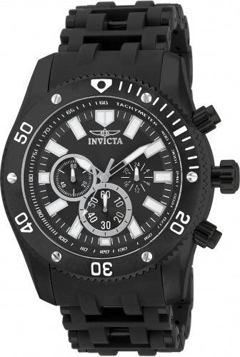 Invicta Men's Chronograph Watch - Sea Spider Steel & Polyurethane Bracelet Black Dial ,