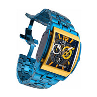 Invicta Men's Chronograph Watch - Shaq Quartz Black Dial Blue Steel Bracelet | 33738 ,