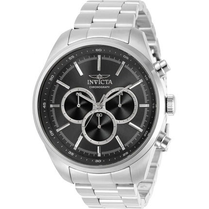Invicta Men's Chronograph Watch - Specialty Black Dial Silver Tone Bracelet | 30977 ,