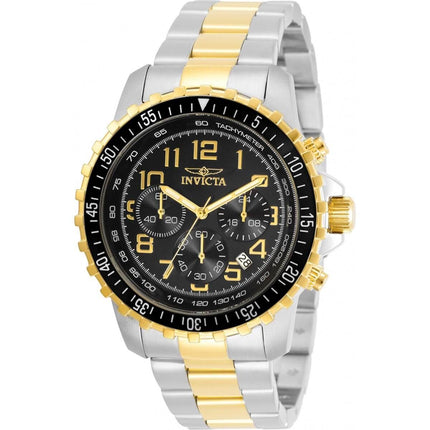 Invicta Men's Chronograph Watch - Specialty Black Dial Two Tone Bracelet | 30792 ,