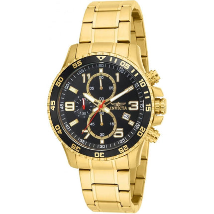 Invicta Men's Chronograph Watch - Specialty Black Dial Yellow Gold Bracelet | 16932 ,