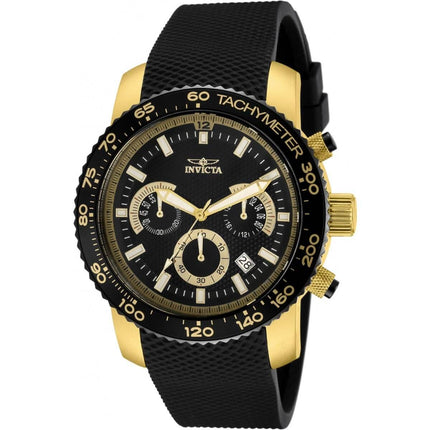 Invicta Men's Chronograph Watch - Specialty Yellow Gold Case Black Strap | 11293 ,