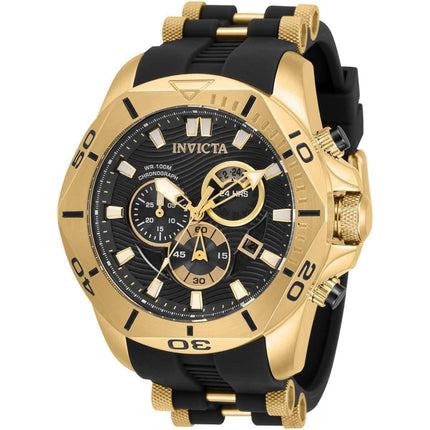 Invicta Men's Chronograph Watch - Speedway Black and Gold Dial Rubber Strap | 32257 ,