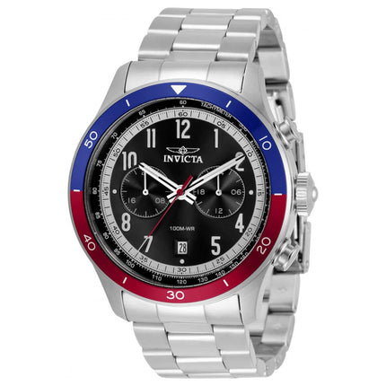 Invicta Men's Chronograph Watch - Speedway Black and Silver Dial Bracelet | 33964 ,