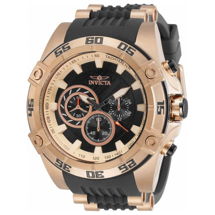 Invicta Men's Chronograph Watch - Speedway Black Dial Rose Gold Case Strap | 30109 ,