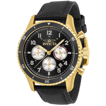 Invicta Men's Chronograph Watch - Speedway Black Dial Yellow Gold Case Strap | 31288 ,