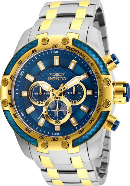 Invicta Men's Chronograph Watch - Speedway Blue Dial Two Tone Steel | 25947 ,