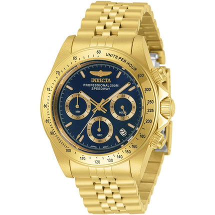 Invicta Men's Chronograph Watch - Speedway Blue Dial Yellow Gold Bracelet | 30999 ,