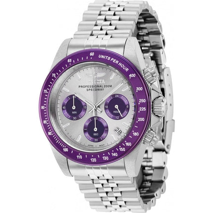 Invicta Men's Chronograph Watch - Speedway Grey and Purple Dial SS Bracelet | 36735 ,