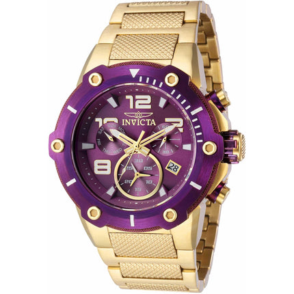 Invicta Men's Chronograph Watch - Speedway Purple Dial Yellow Gold Bracelet | 40625 ,