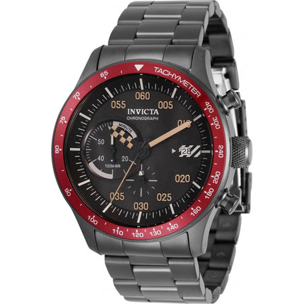 Invicta Men's Chronograph Watch - Speedway Quartz Black Dial Gunmetal Bracelet | 34058 ,