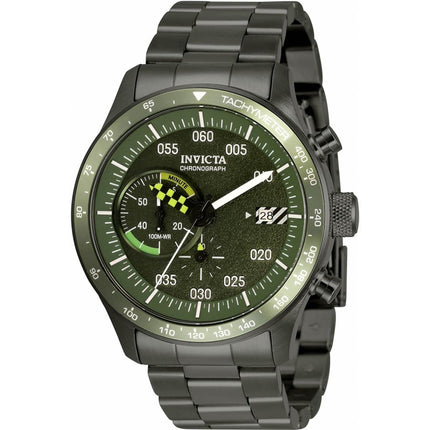 Invicta Men's Chronograph Watch - Speedway Quartz Green Dial Gunmetal Bracelet | 34059 ,