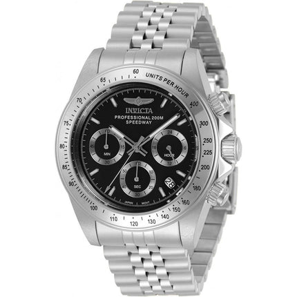Invicta Men's Chronograph Watch - Speedway Silver and Black Dial Bracelet | 30989 ,